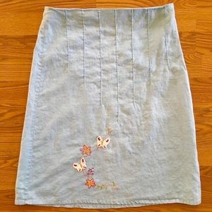 Light Blue Skirt with Embroidered Detail